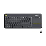 Logitech K400 Plus Kabellose Touch-TV-Tastatur mit integriertem Touchpad, HTPC-Tastatur für mit dem Fernseher verbundene PCs, Windows, Android, Chrome OS, Laptop, Deutsches QWERTZ-Layout - Schwarz