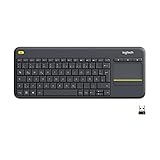 Logitech K400 Plus Kabellose Touch-TV-Tastatur mit integriertem Touchpad, HTPC-Tastatur für mit dem Fernseher verbundene PCs, Windows, Android, Chrome OS, Laptop, Deutsches QWERTZ-Layout - Schwarz