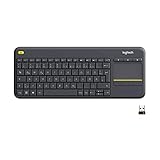 Logitech K400 Plus Kabellose Touch-TV-Tastatur mit integriertem Touchpad, HTPC-Tastatur für mit dem Fernseher verbundene PCs, Windows, Android, Chrome OS, Laptop, Deutsches QWERTZ-Layout - Schwarz