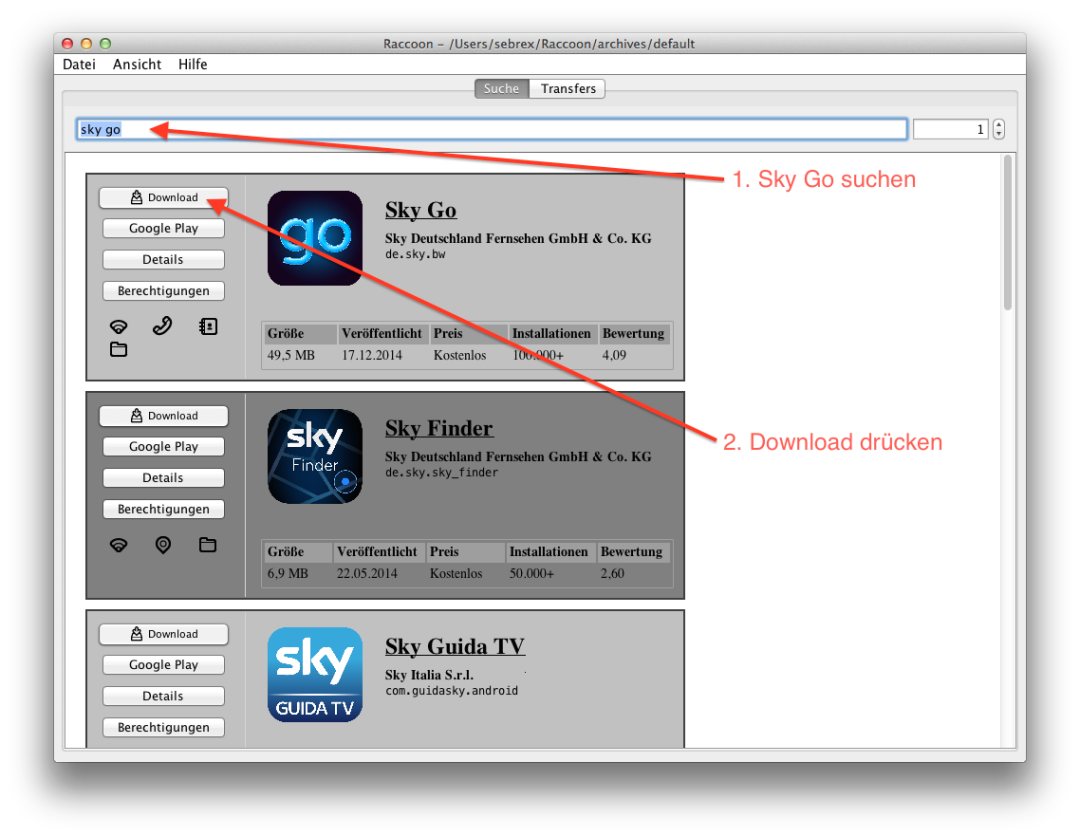 Sideload Sky Go