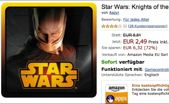 Spiel-Deal: Star Wars – Knights of the Old Republic von 8,81€ auf 2,49€ reduziert