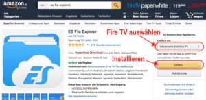 ES File Explorer kostenlos über die Amazon Webseite auf dem Fire TV installieren