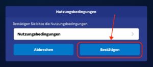 Nach der Installation auf dem Fire TV die SkyGo Nutzungsbestimmungen bestätigen