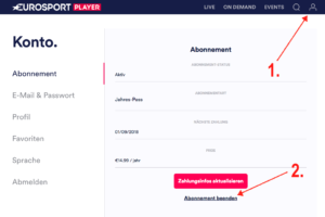 Eurosport Player Abo bei Eurosport direkt kündigen - einfach über die Konto-Einstellungen