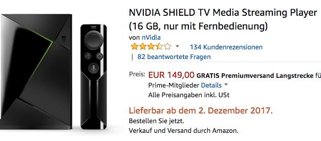 Deal: Nvidia Shield TV 2017er Version für 149€ bei amazon