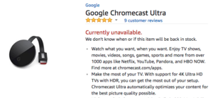 Beim Google Chromecast steht jedoch seit über 2 Wochen immer nur Currently unavailable - ein Preis war noch nie zu sehen