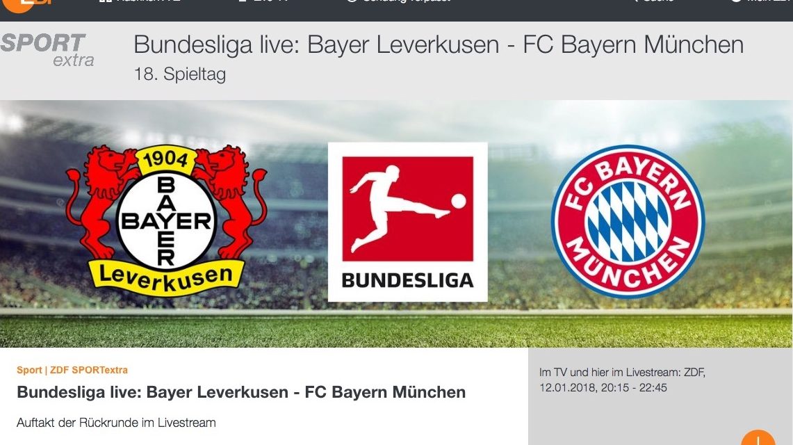 Heute Abend Bundesliga kostenlos schauen: Bayer Leverkusen : Bayern München (via ZDF App)
