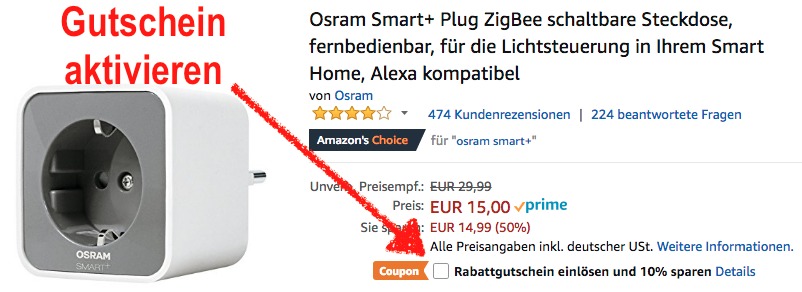Osram Smart+ Steckdose heute im Angebot bei Amazon für 13,50 Euro - dank Gutschein.