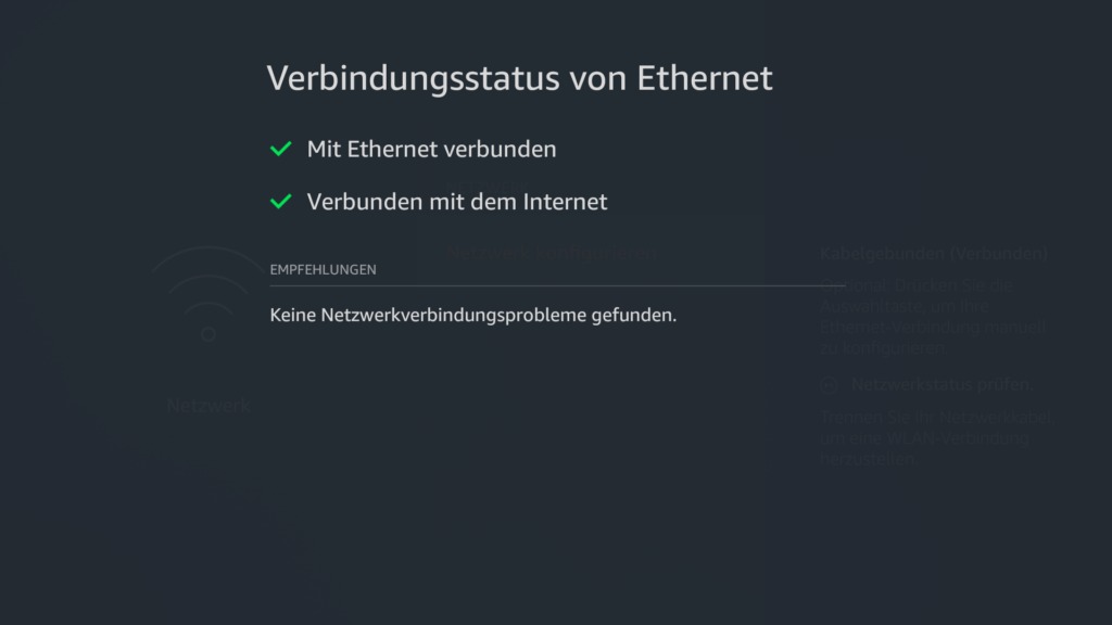 Test: Der neue 4K Fire TV Stick 3 - Was kann er & für wen lohnt er sich? Diese Meldung wird auf dem Fire TV Stick 4k angezeigt, wenn man einen mit FireOS6 kompatiblen USB-LAN-Adapter an ein USB-Y-OTG-Kabel anschließt - wie bspw. den von uns empfohlenen Ugreen.